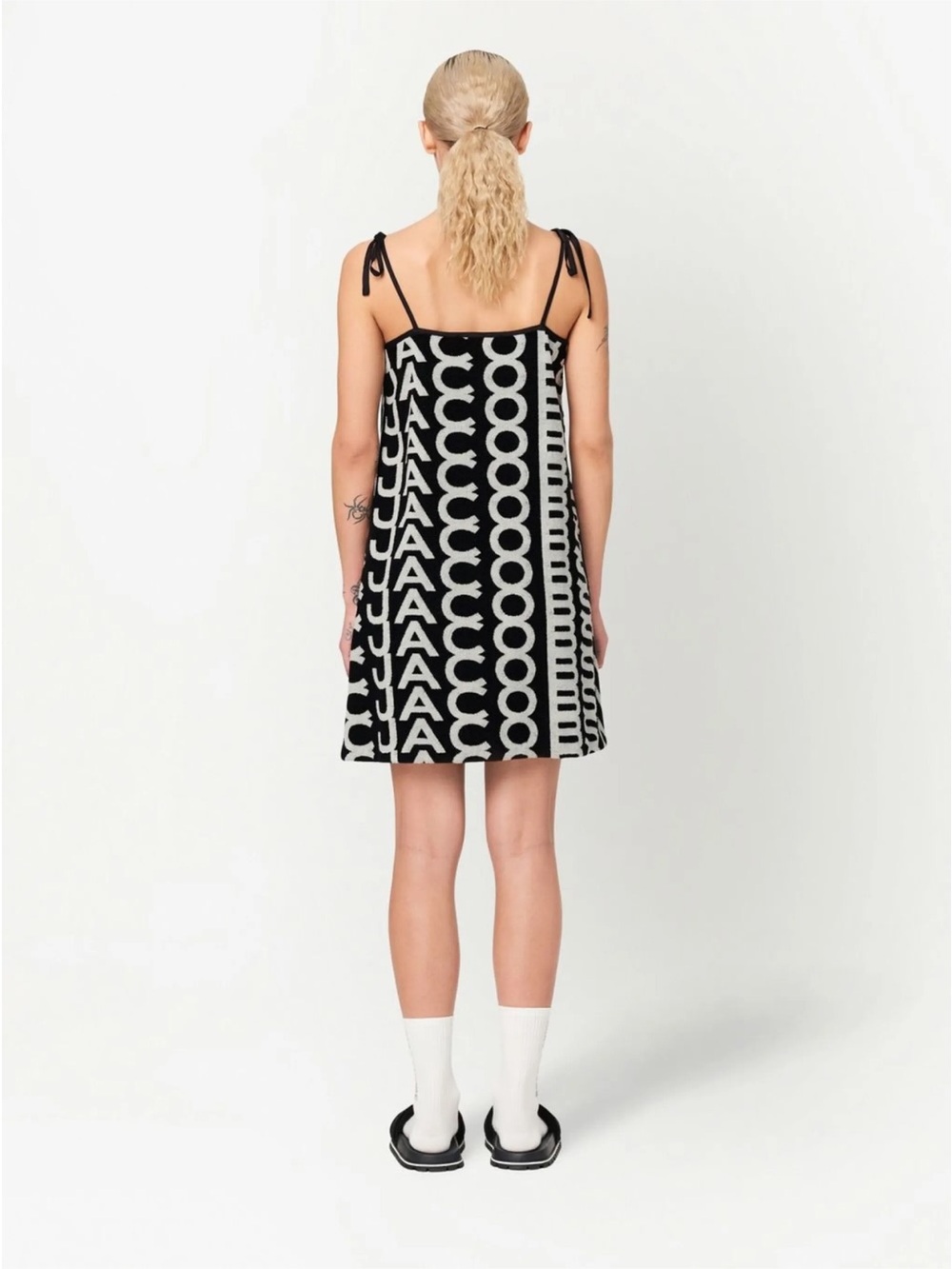 Marc Jacobs Black and White Mini Dress with Logo Stripe - Picture 3 of 5